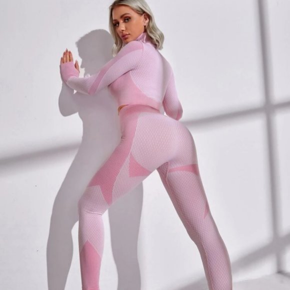Sports Zipper Front Crop Jacket & Leggings by SHEIN. - Picture 9 of 9